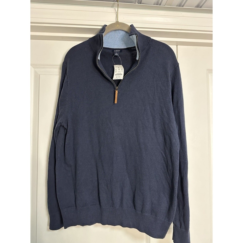 Jcrew, Men's 1/4 Zip, Lightweight Sweater,‎ Navy/Blue, Size Medium